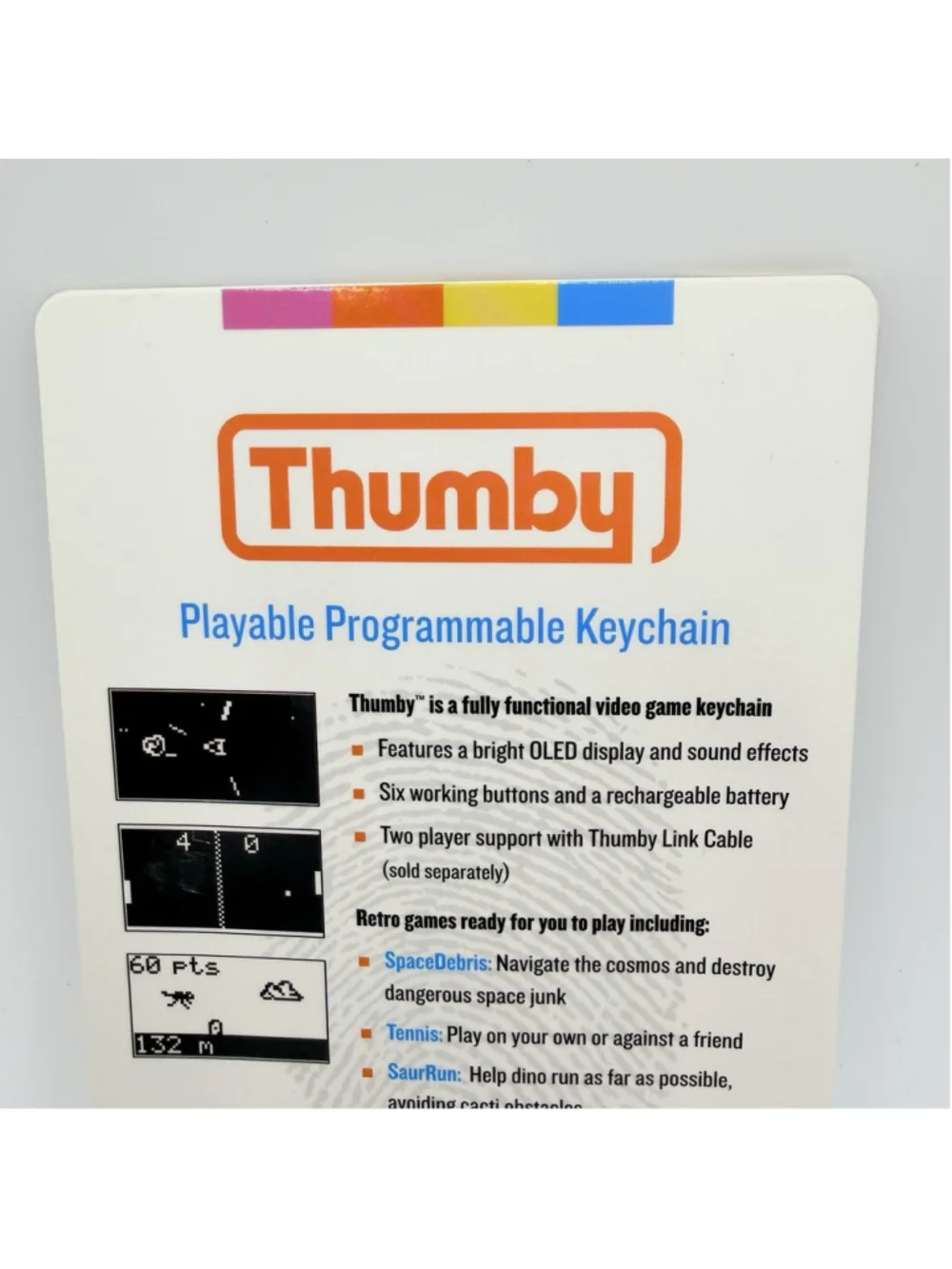 TinyCircuits THUMBY Pink Playable Programmable Keychain OLED Game Console NEW